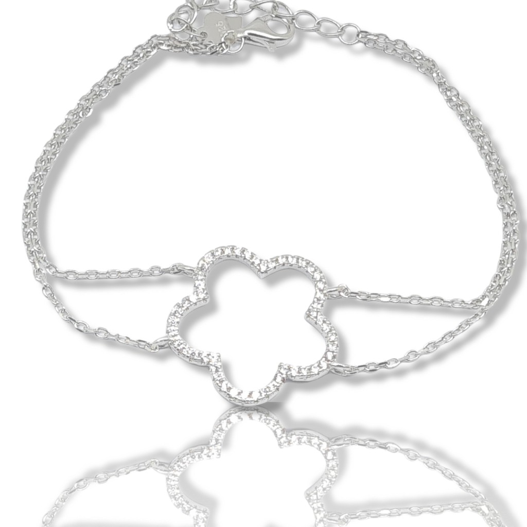 Ασημένιο βραχιόλι 925º λουλούδι με ζιργκόν. (codeFC001973)